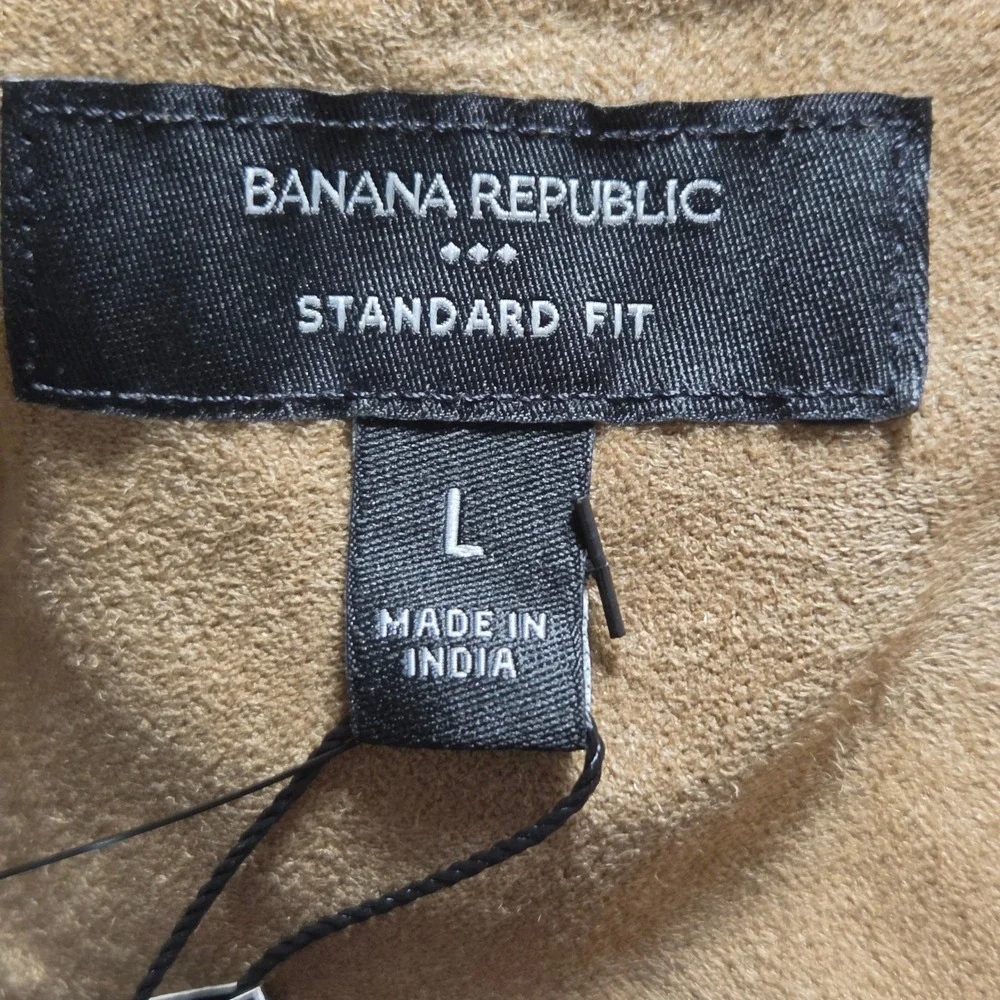 Banana Republic Mens Vegan Suede Shirt Snap Long Sleeve L Utility Minimalist NWT